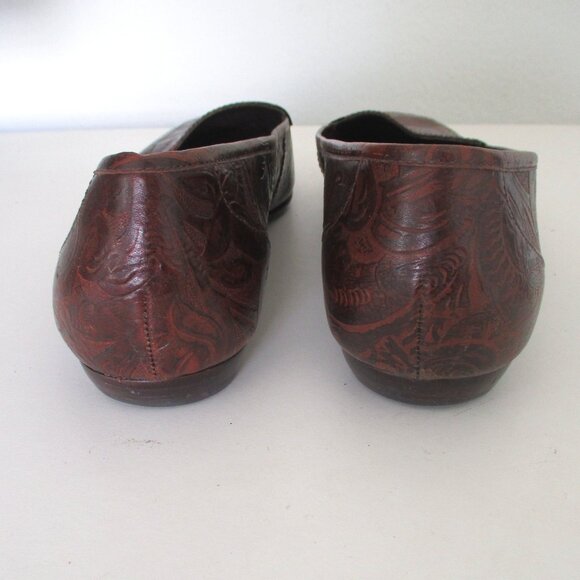 Antonio Melani Womens Brown Hand-tooled Leather Flat Loafer - Size 9M - Picture 8 of 9